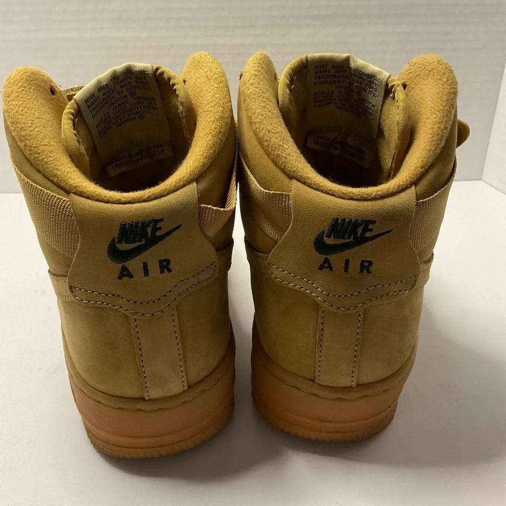 Nike Air Force 1 Tan High-Top Sneakers with Strap and Perforated Toe Box